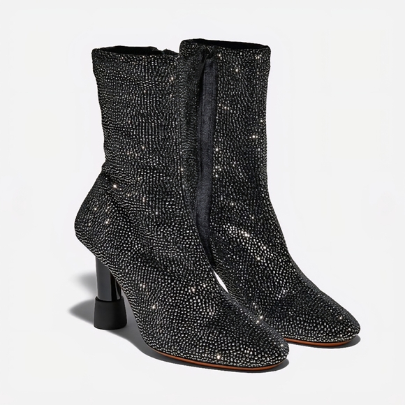 Robert Clergerie Shoes - Clergerie Kattie Sparkle Rhinestone Fabric Boots